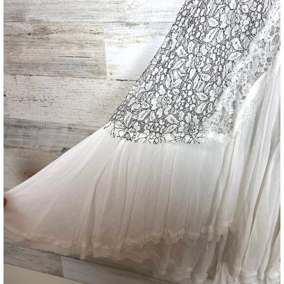 Free People women extra small white black lace Tell Tale Heart Tunic mini dress - Picture 6 of 9